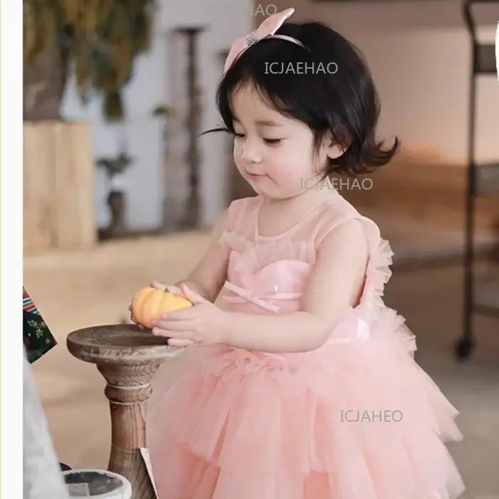 Robe de Premier Anniversaire pour Filles, Robe Tutu de Cérémonie, Costume de Demoiselle d'Honneur, R