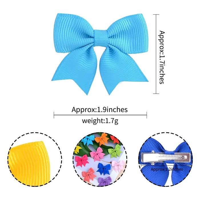 Pinces à cheveux avec nœuds pour enfants, couleur unie, pour bébés filles, ruban fait à la main, épi