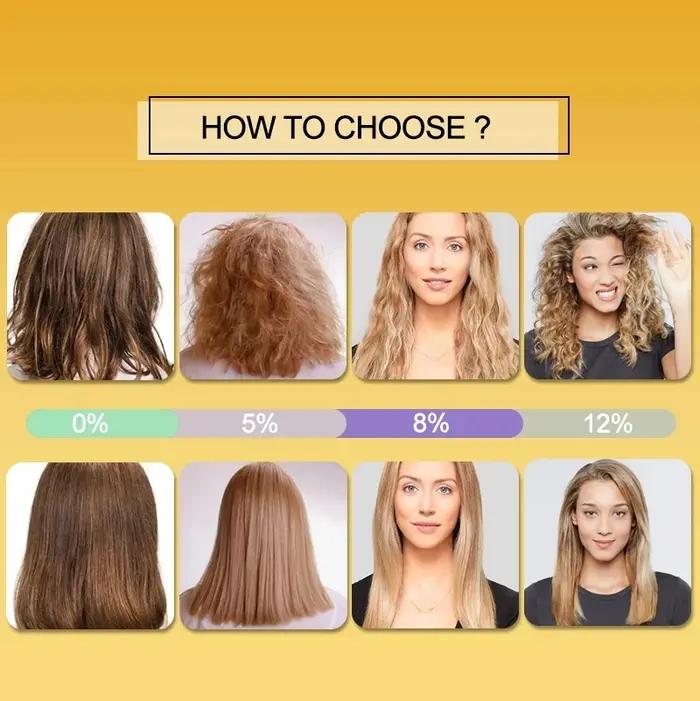 PURC 2 pièces kératine pour lisser les cheveux 0% 5% 8% 12% formaldéhyde traitement capillaire à la