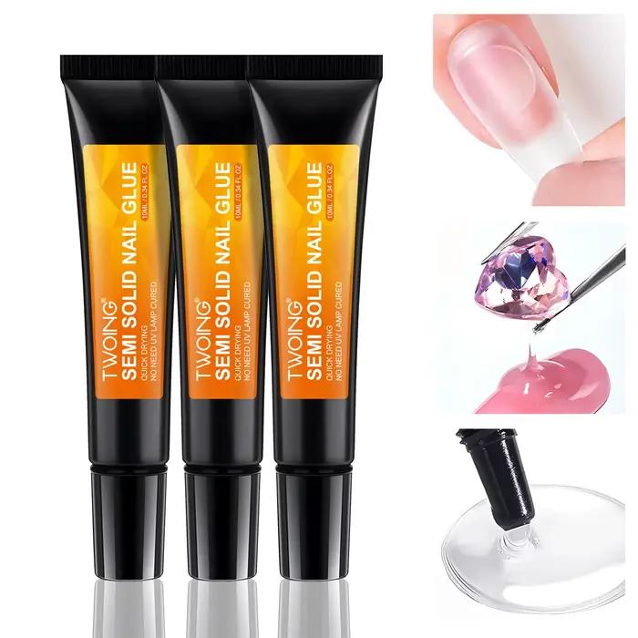 Colle pour ongles à séchage rapide, adhésif Semi-solide Super fort pour ongles à pression, strass, o