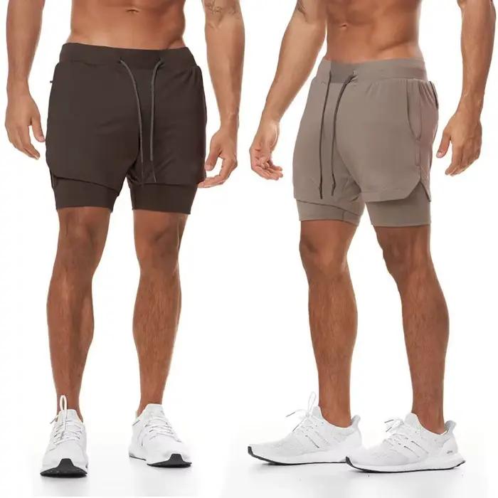 Short de jogging surdimensionné 2 en 1 pour hommes, pantalon court pour gymnases, Fitness, poche int
