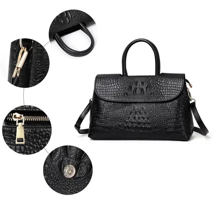 Nouveau sac à main haut de gamme pour femmes avec motif crocodile en peau de vache porte-documents d