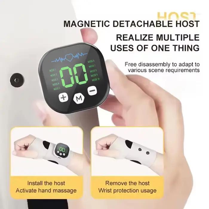 Masseur électrique de poignet et de main sans fil, 10 modes de Massage par Vibration, 29 niveaux de