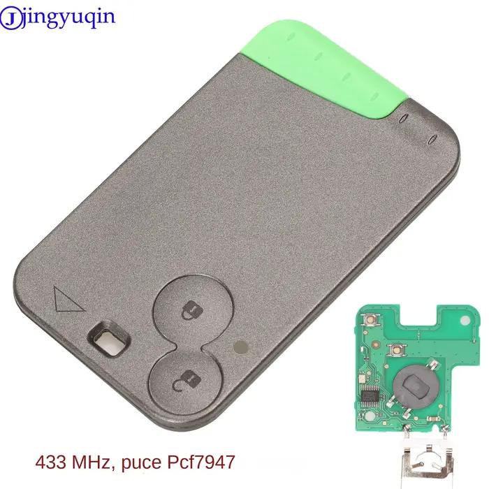 Jingyuqin 433 MHz Pcf7947 puce 2 boutons carte à distance clé de voiture intelligente pour Renault Laguna avec lame de c