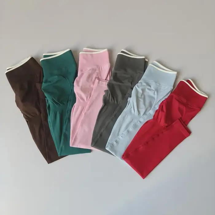 Pantalon de Yoga taille haute pour femmes, Compression abdominale, couleur contrastée, Fitness, serr