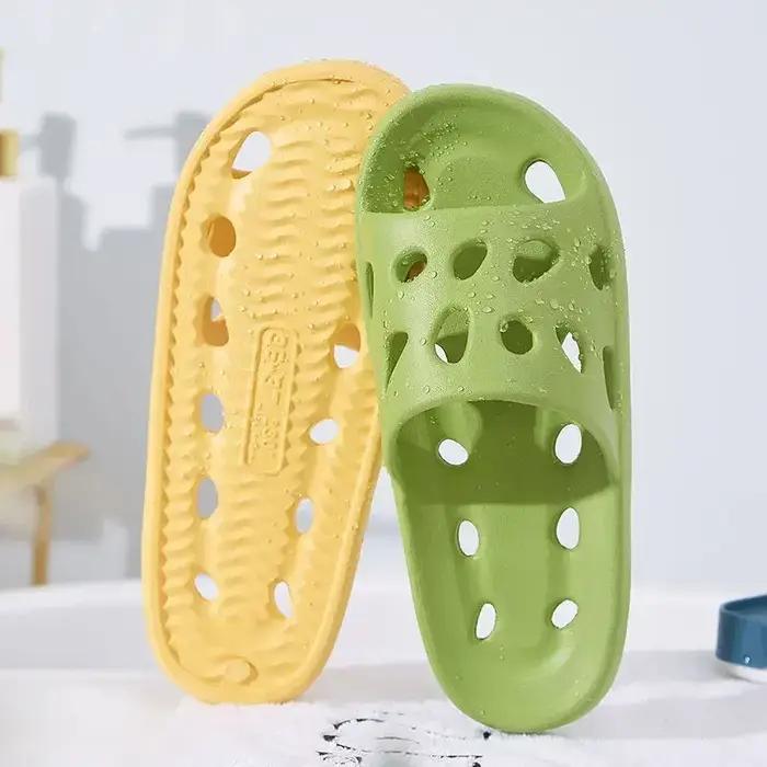 Pantoufles de douche d'été pour hommes et femmes, diapositives de salle de bain, fuite, antidérapant