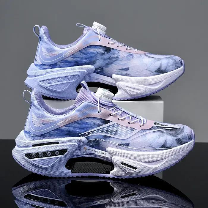 Chaussures de course élastiques pour homme chaussures de sport à plaque de carbone avec boucle rotative pour femme chaussures professionnelles amortissantes occasions spéciales endurance running