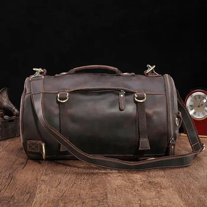 Luufan Design Unique sac à dos en cuir pour hommes Vintage Crazy Horse cuir seau sac à dos grand hom