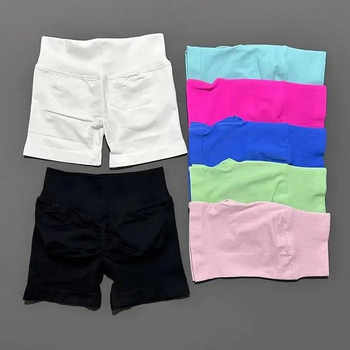 Short de sport pour femmes, short de motard, Fitness, taille haute et serrage de la taille, short de