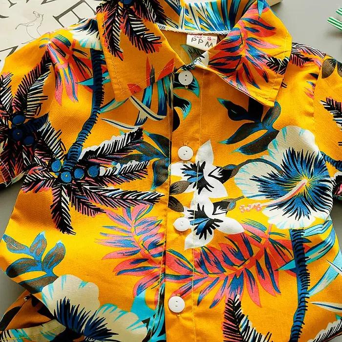 Vêtements d'été pour bébés garçons 0 à 5 ans olympiques de plage chemises imprimées shorts à manches courtes deux pièces nouvelle collection occasions spéciales