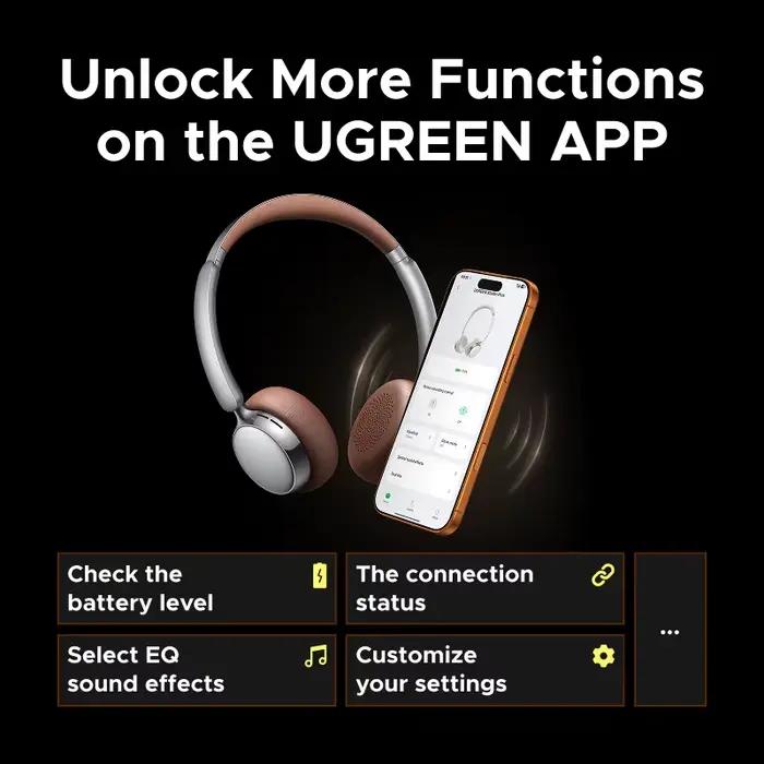 UGREEN ANC Casque antibruit actif sans fil sur l'oreille Écouteurs Bluetooth