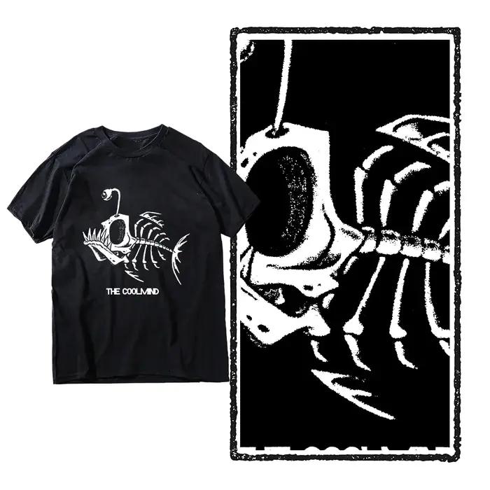 Bonefish crâne poisson de mer profonde squelette drôle pêcheur hommes T-Shirt coton col rond manches