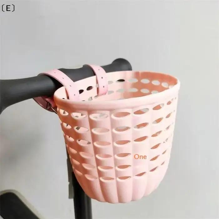 〔E〕Panier de vélo pour enfants, panier de rangement durable avec sangles réglables en PU, panier de guidon pour enfants, filles, vélo en plein air, tout-petits