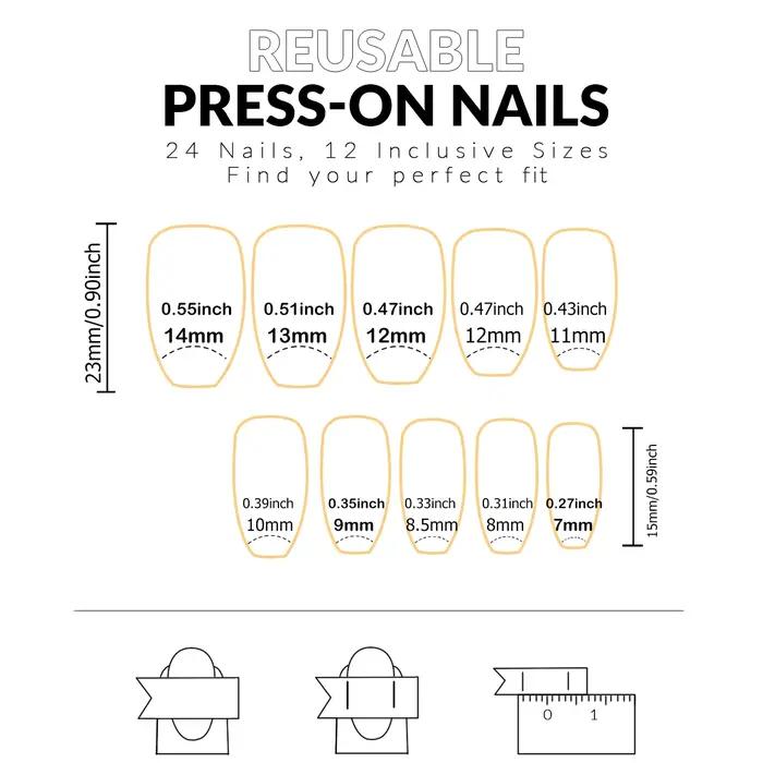 CuemployPusher-Faux ongles à paillettes argentées carrées noires, poignées amovibles et réutilisable