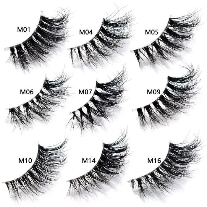 Articles en vrac 10/30/60/100 paires demi-cils de vison naturel longs moelleux vaporeux demi-cils Ex