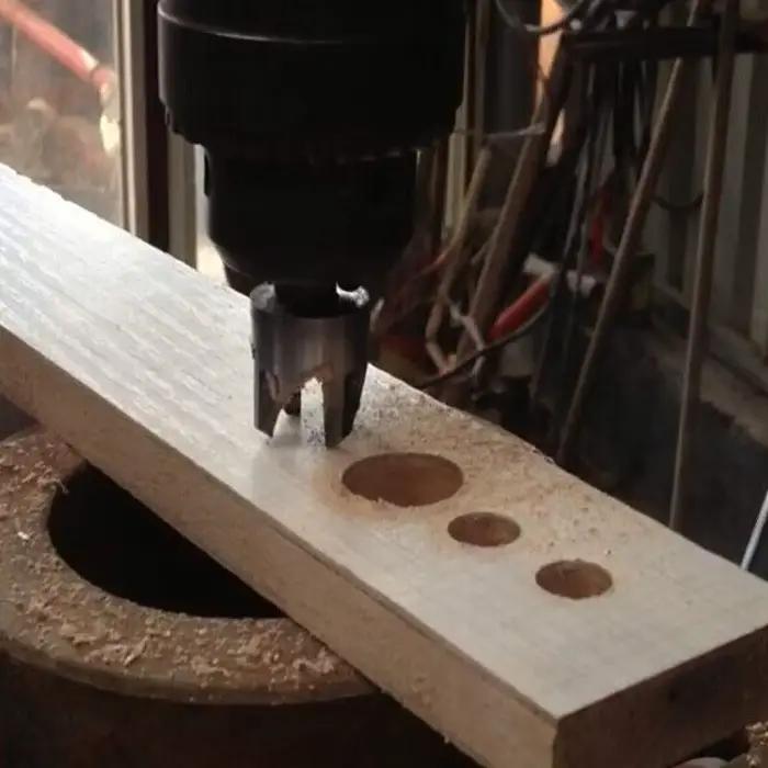 4pc seau poignée ronde/bouchon en bois à griffes trou foré pour le travail du bois, des outils de co
