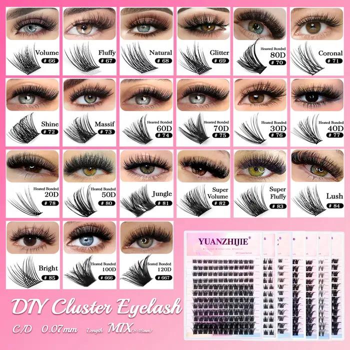 YUANZHIJIE maquillage de cils individuels Cilios Cluster Extension de cils vaporeux C/D Volume de cu
