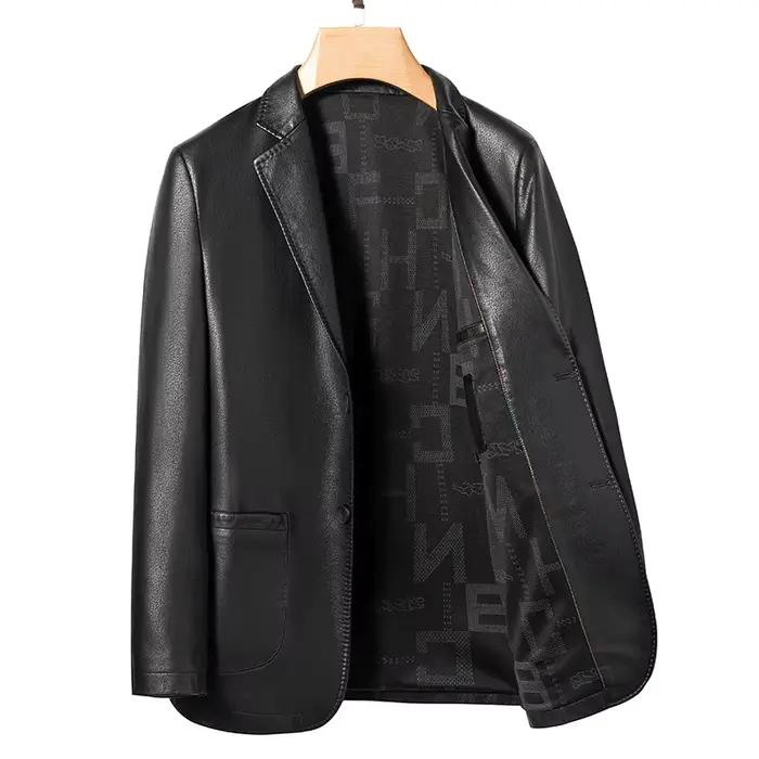 Veste en cuir coupe cintrée pour hommes, Blazer de haute qualité, tendance, assorti avec tout, pour