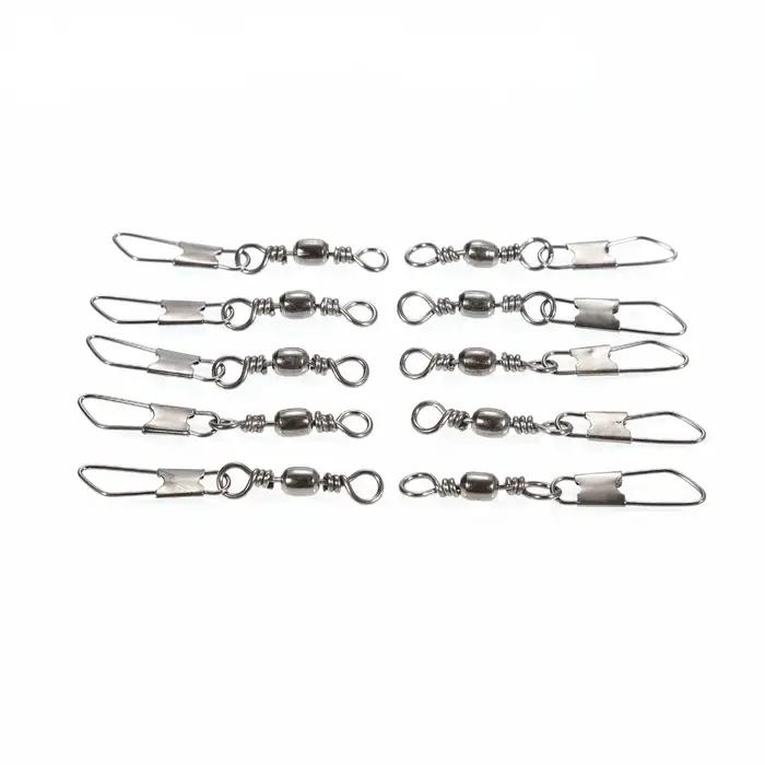 50 pièces/lot connecteur de pêche broche roulement pivotant en acier inoxydable avec mousqueton hame