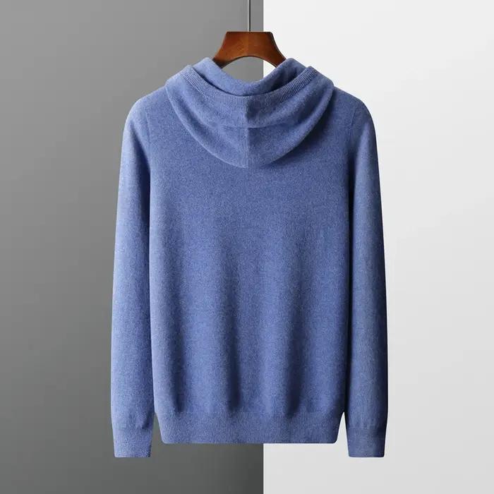 MVLYFLRT hommes 100% laine mérinos pull à capuche col tricoté pull sweat automne hiver décontracté g