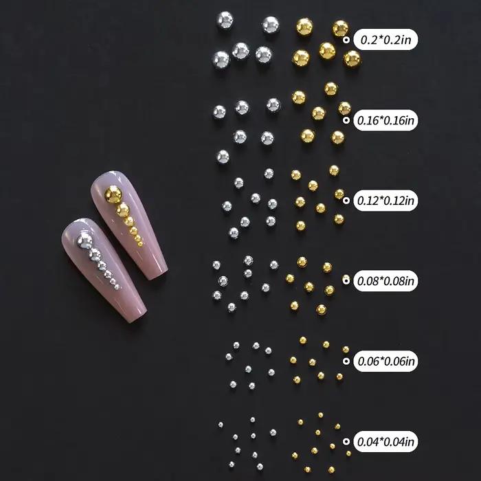 12 grilles de perles de Caviar 3D pour ongles, breloques en métal or argent, bijoux, boules en acier