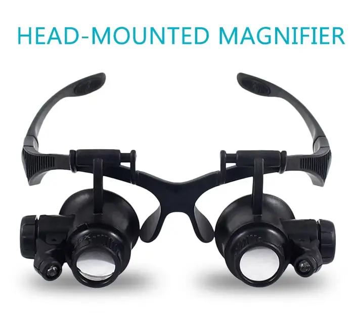 Nouveau bandeau lumière LED lunettes Loupe 10X 15X 20X 25X Double lentille de Loupe pour horloger bi