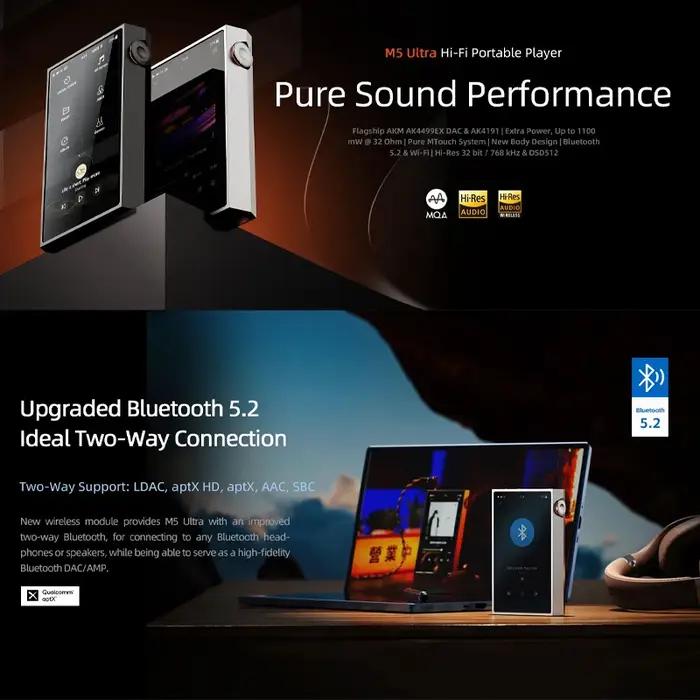 Lecteur MP3 SHANLING M5 Ultra, audio haute résolution, lecteur de musique portable, puces AK4191EQ A