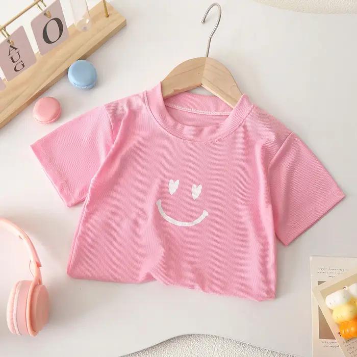 Nouveaux vêtements d'été pour enfants, t-shirt à manches courtes mignon, hauts décontractés pour gar