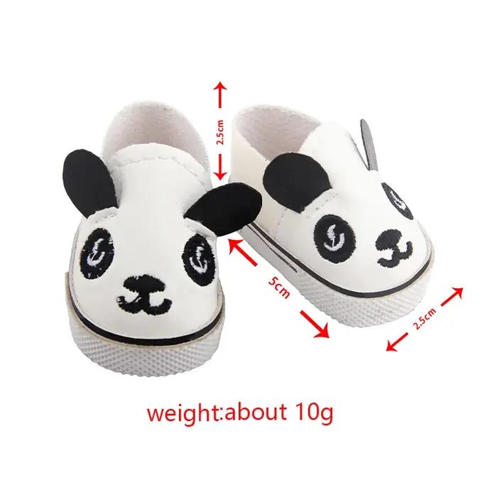 Chaussures de poupée Panda mignonnes de 5 Cm pour Paola Reina, Mini chaussures de poupée en cuir pou