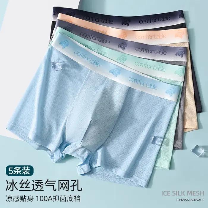 Sous-vêtements homme 2025 soie glacée antibactérienne maille respirante boxer pantalon à quatre coins vêtements portables occassions sportives quotidiennes