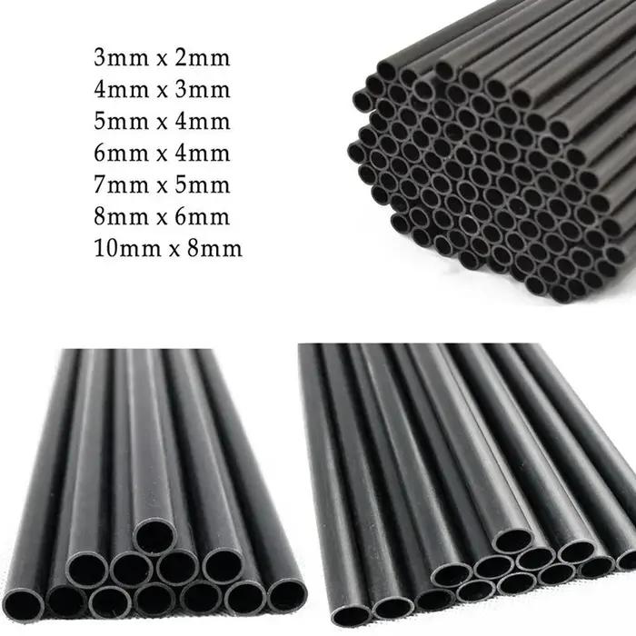 Tube creux en Fiber de carbone de 2 à 10mm/0.5 mètres, 4 pièces, haute qualité, 2mm/2.5mm/3mm/4mm/5m