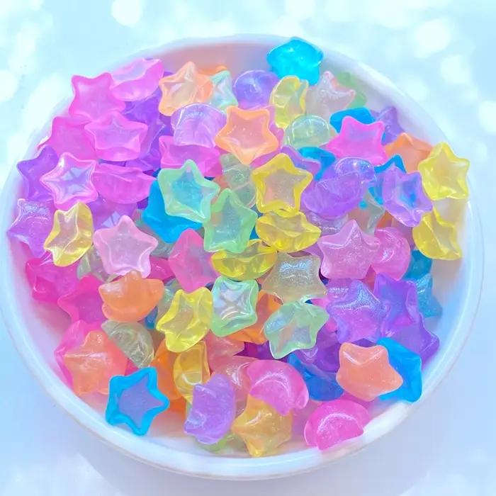 30 pièces nouveau mignon Mini 11mm étoiles brillantes résine Figurine artisanat Flatback Cabochon or