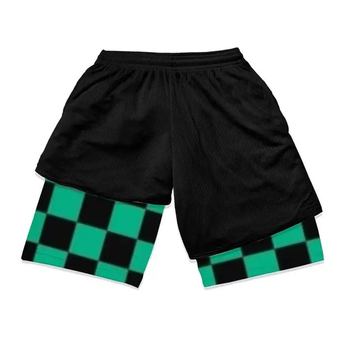 Short de sport athlétique 2 en 1 pour hommes, short élégant imprimé 3D avec poches, séchage rapide,