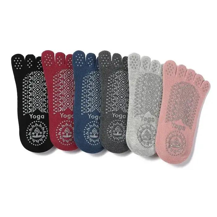 Chaussettes de Yoga respirantes à cinq orteils pour femmes, chaussettes de Pilates à bandes antidéra
