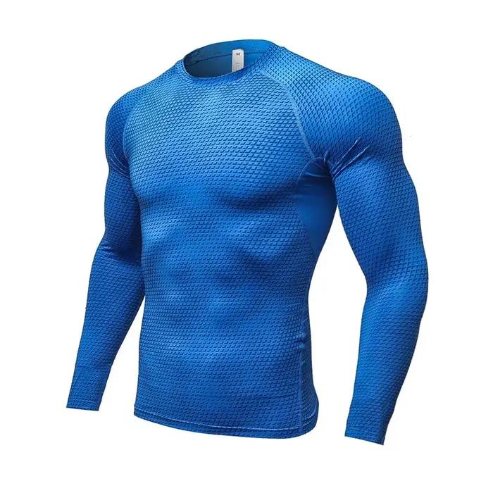 Chemises à manches longues pour hommes, vêtements serrés élastiques à séchage rapide, T-Shirt de gym
