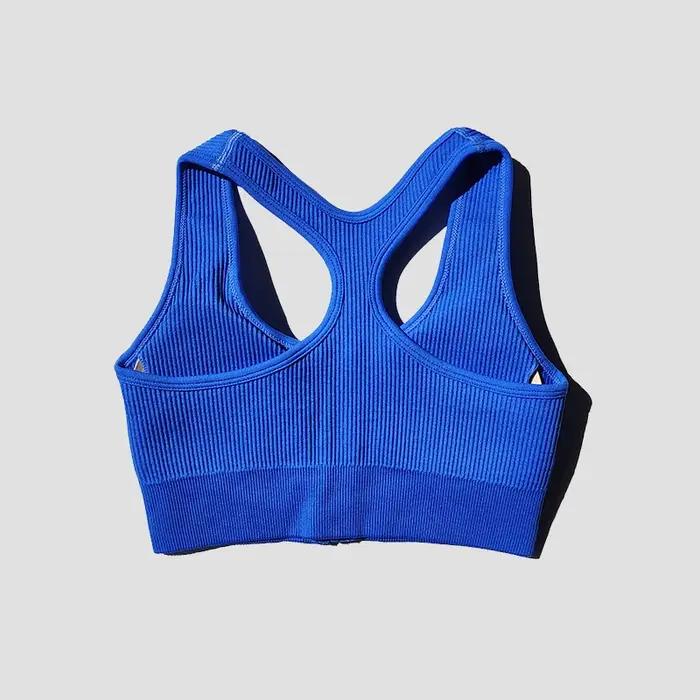 Soutien-gorge Push Up de dehors pour Femme, Haut Court avec Fermeture Éclair, pour Fitness, Gym, Cou