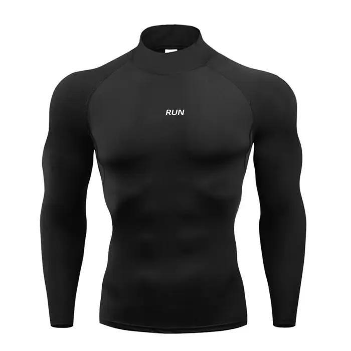 T-shirts à manches longues à col roulé pour hommes, séchage rapide, chemise de Compression Aurumn, s