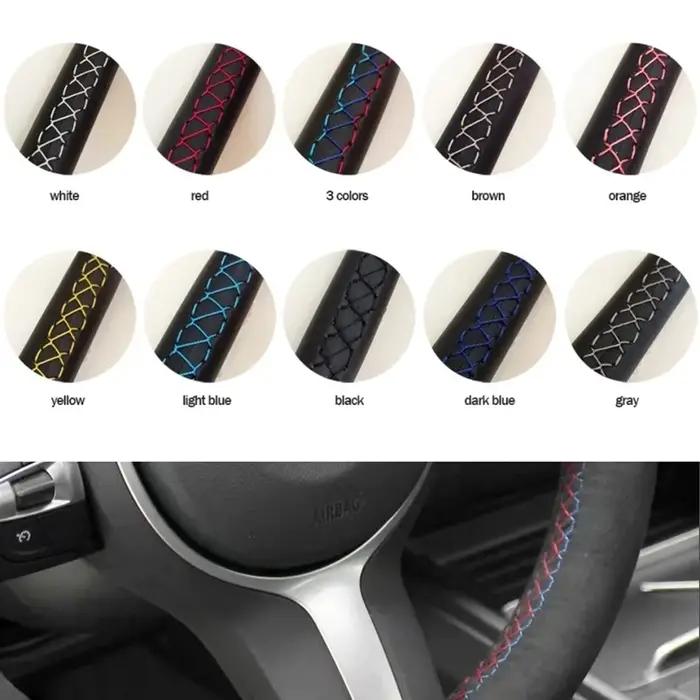 Couverture de volant de voiture personnalisée, couture à la main, antidérapant, en cuir suédé tressé