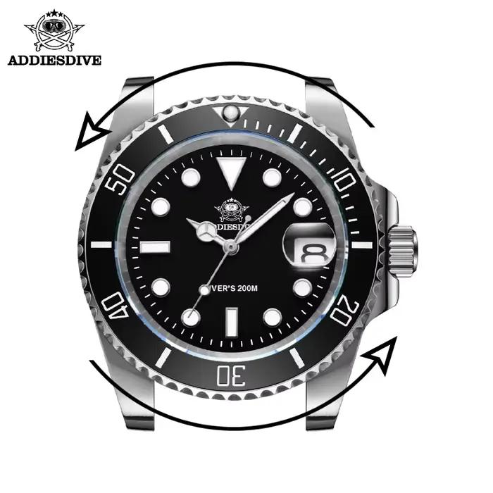 ADDIESDIVE montre classique pour hommes avec lunette en céramique 200 m montre à quartz décontractée