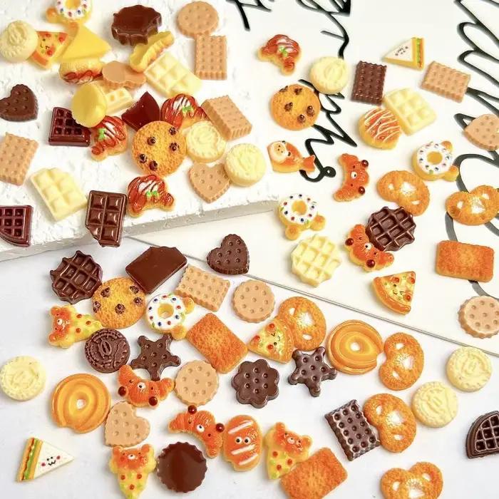 Ours créatif crème glacée chocolat Nail Art accessoires mignon simulé sourire Sandwich étoile Biscui
