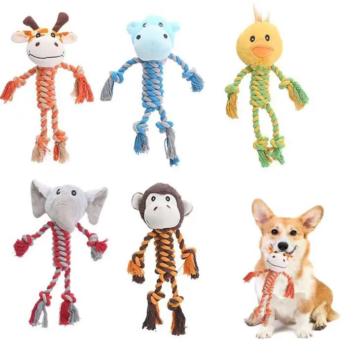 Jouet grinçant pour petits chiens de compagnie, peluche douce à mâcher, forme d'animal en peluche, U