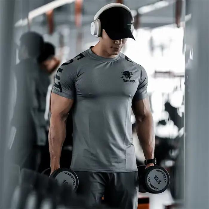 T-shirt sport homme été 2024 - Manches courtes séchage rapide respirant pour fitness et running