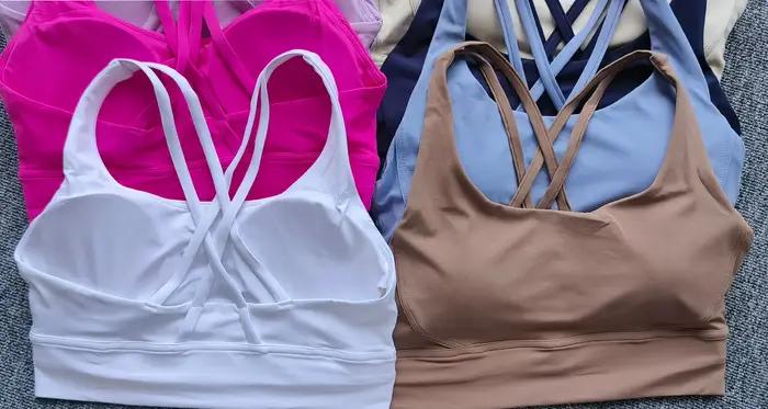 Soutien-gorge de sport en forme de U pour femme, couleur unie, dos croisé, fitness, exercice, yoga,