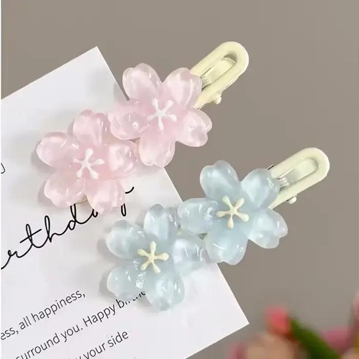 2 pièces Anime carte Captor Sakura mignon rose fleur crémeuse Bb épingle à cheveux côté pince à chev
