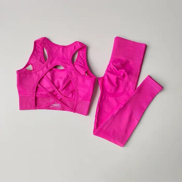 Ensemble sport féminin 2 pièces débardeur leggings yoga fitness course résistant aux chocs pour femmes occasions sportives