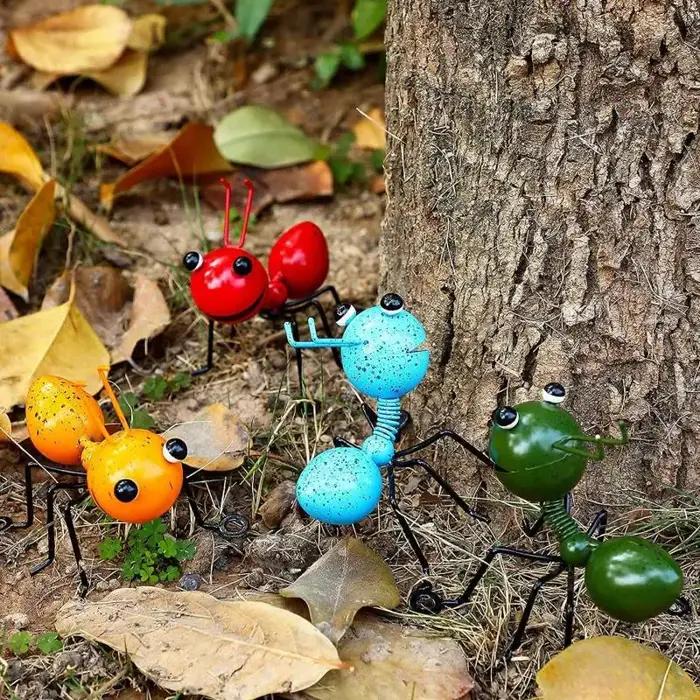 Nouveau 4-1PC fourmi décor extérieur jardin mignon insecte métal fourmi salon mur Art Sculptures ten
