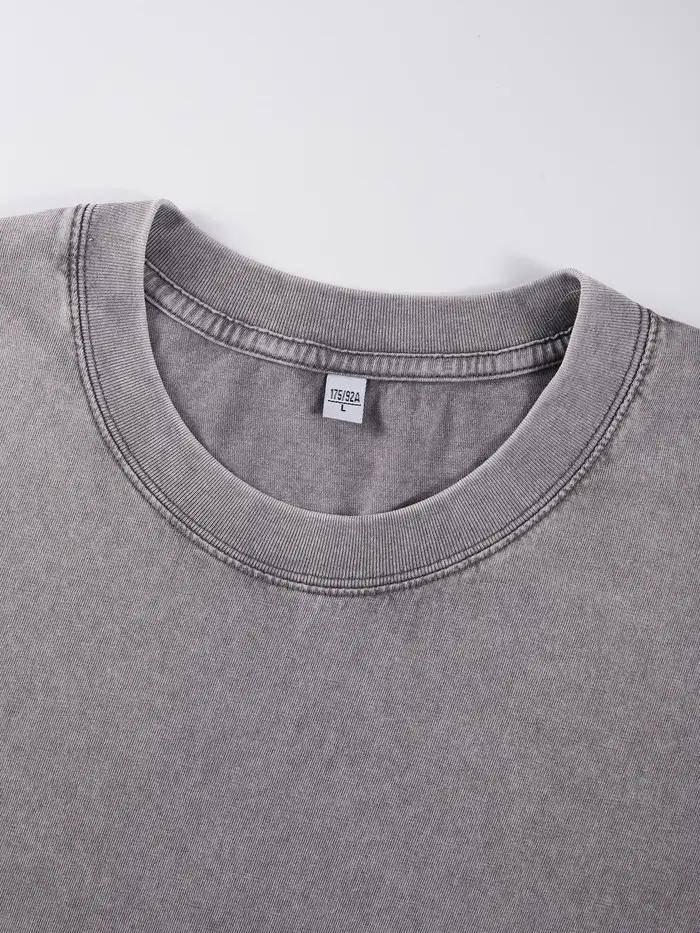 T-Shirts délavés à motif de plante pour hommes, en coton respirant, décontracté, doux, confortable,