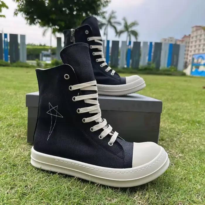 Ro Design classique botte en toile noire chaussure haute hommes chaussures décontractées de luxe fermeture éclair femmes