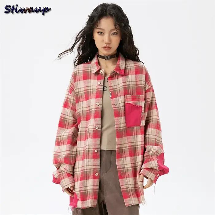 Chemise rayée rose élégante de luxe pour femmes, chemisiers à la mode, vêtements populaires coréens,