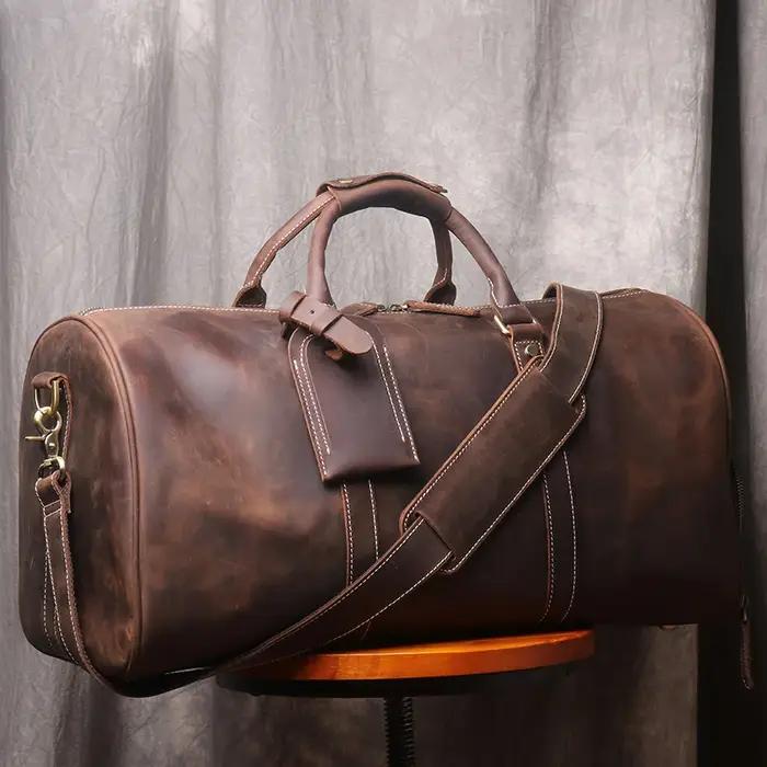 ZRCX – sac à main Vintage pour hommes, sac de voyage en cuir Geunine, grande capacité, messager à ba